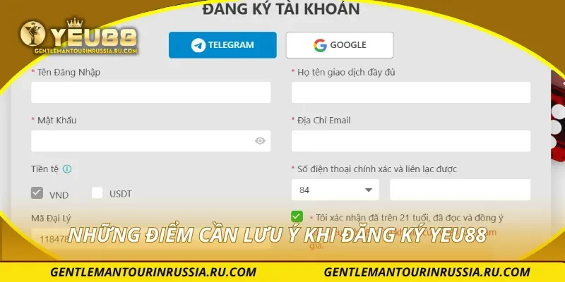 Những điểm cần lưu ý khi đăng ký YEU88